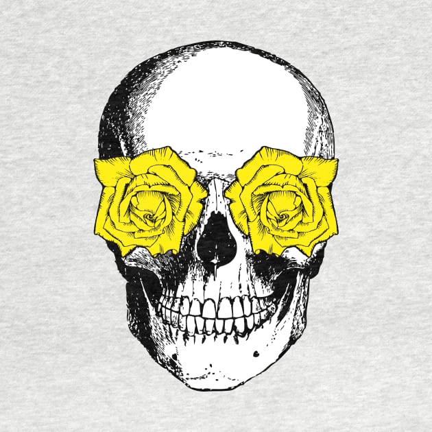 Skull and Roses | Skull and Flowers | Skulls and Skeletons | Vintage Skulls | Yellow Roses | by Eclectic At Heart